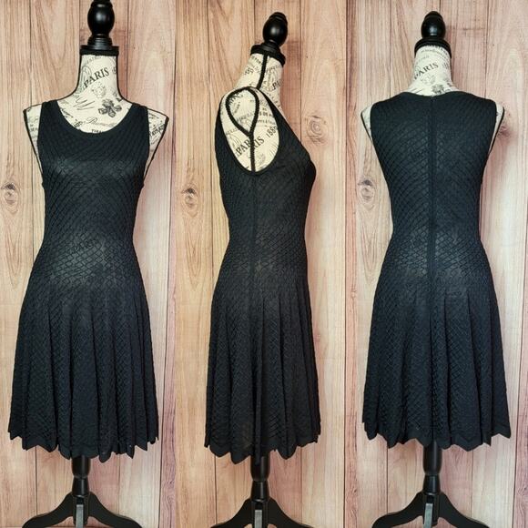 VINTAGE Alaïa Alaia Paris Black Fit and Flare Knit Dress, Sz 40FR / US 8 - Picture 1 of 16